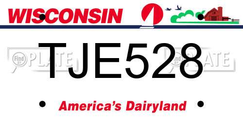 TJE528 Wisconsin License Plate