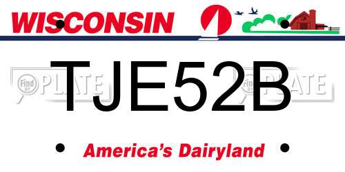 TJE52B Wisconsin License Plate