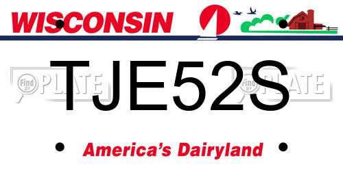 TJE52S Wisconsin License Plate