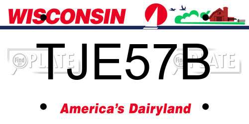 TJE57B Wisconsin License Plate