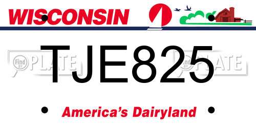 TJE825 Wisconsin License Plate