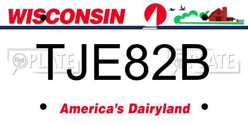 TJE82B Wisconsin License Plate