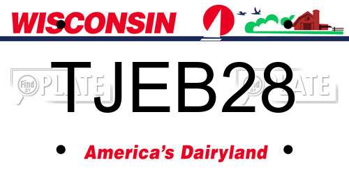 TJEB28 Wisconsin License Plate