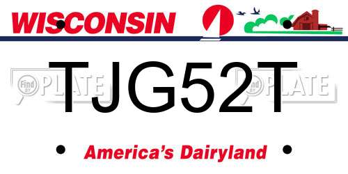 TJG52T Wisconsin License Plate