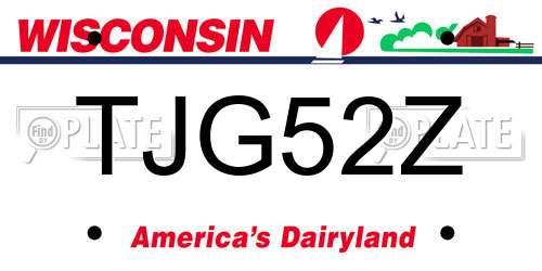 TJG52Z Wisconsin License Plate
