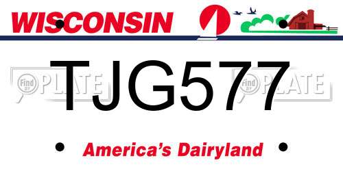 TJG577 Wisconsin License Plate