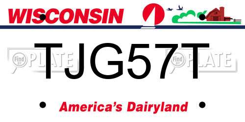 TJG57T Wisconsin License Plate