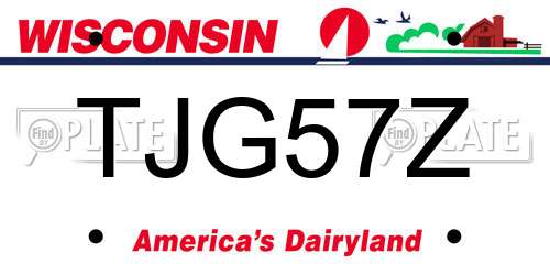 TJG57Z Wisconsin License Plate