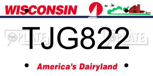 TJG822 Wisconsin License Plate