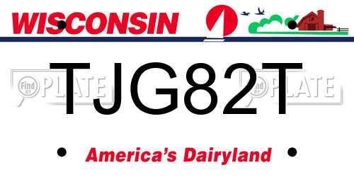 TJG82T Wisconsin License Plate