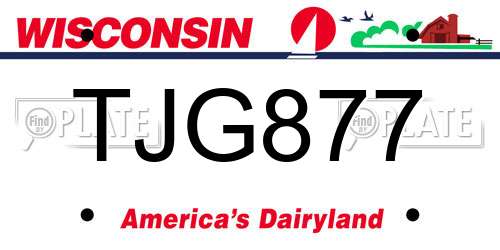 TJG877 Wisconsin License Plate