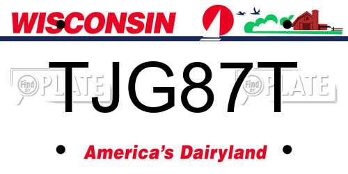 TJG87T Wisconsin License Plate