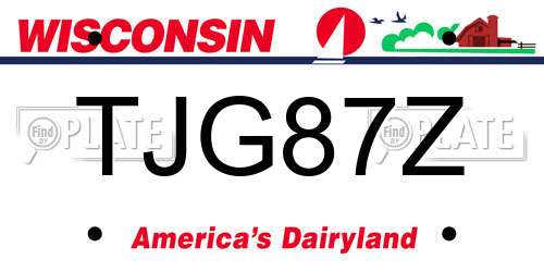 TJG87Z Wisconsin License Plate