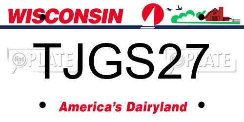 TJGS27 Wisconsin License Plate