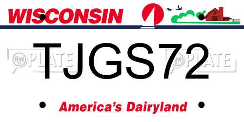 TJGS72 Wisconsin License Plate
