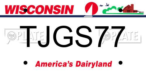 TJGS77 Wisconsin License Plate