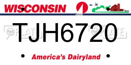 TJH6720 Wisconsin License Plate