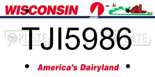 TJI5986 Wisconsin License Plate