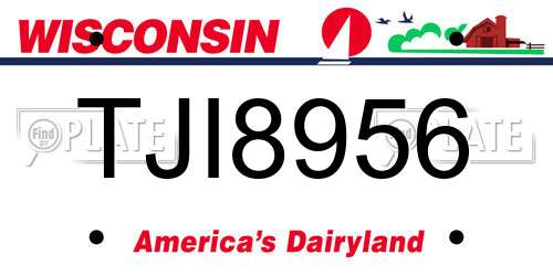 TJI8956 Wisconsin License Plate