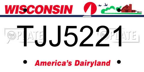 TJJ5221 Wisconsin License Plate