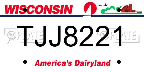 TJJ8221 Wisconsin License Plate