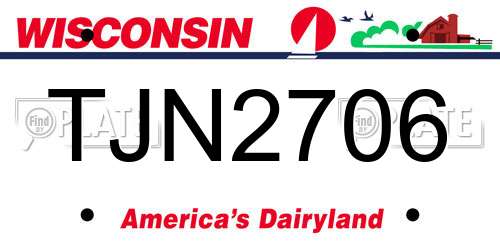 TJN2706 Wisconsin License Plate
