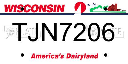 TJN7206 Wisconsin License Plate