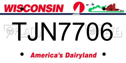 TJN7706 Wisconsin License Plate