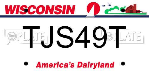 TJS49T Wisconsin License Plate