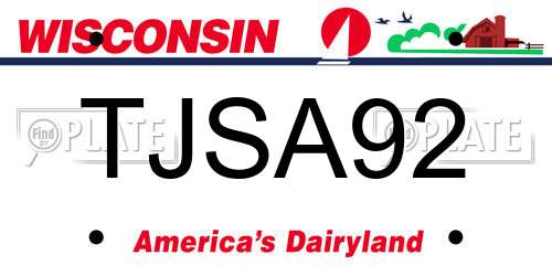 TJSA92 Wisconsin License Plate