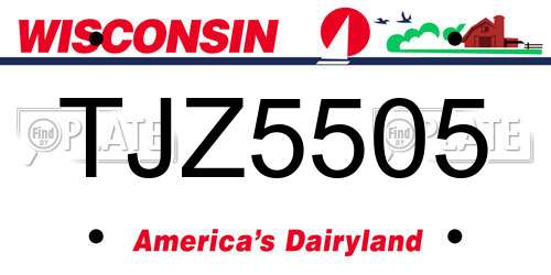 TJZ5505 Wisconsin License Plate
