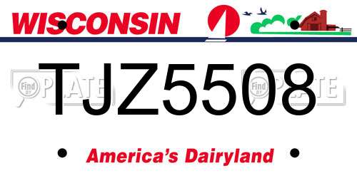 TJZ5508 Wisconsin License Plate