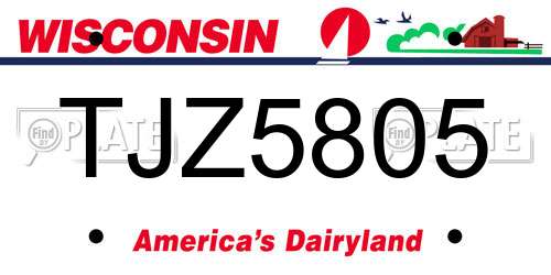TJZ5805 Wisconsin License Plate