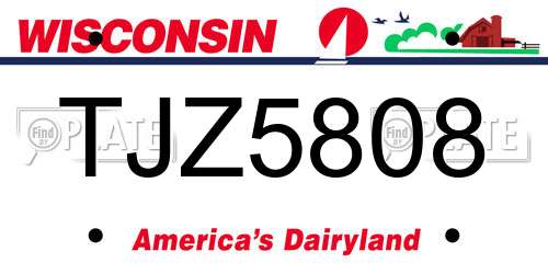TJZ5808 Wisconsin License Plate