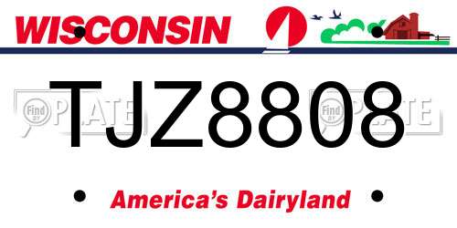 TJZ8808 Wisconsin License Plate
