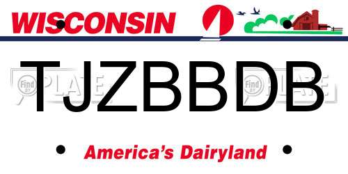 TJZBBDB Wisconsin License Plate