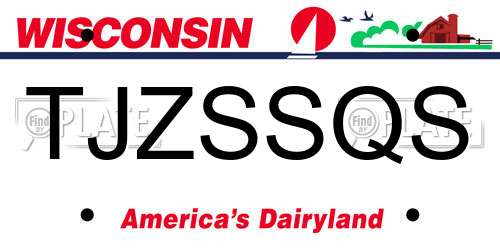 TJZSSQS Wisconsin License Plate