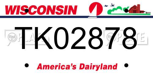 TK02878 Wisconsin License Plate