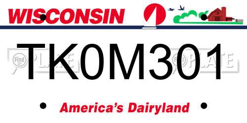 TK0M301 Wisconsin License Plate
