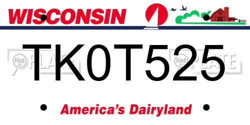 TK0T525 Wisconsin License Plate
