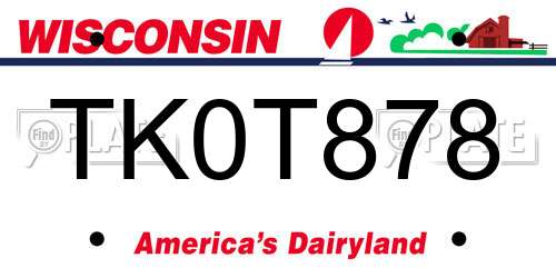 TK0T878 Wisconsin License Plate