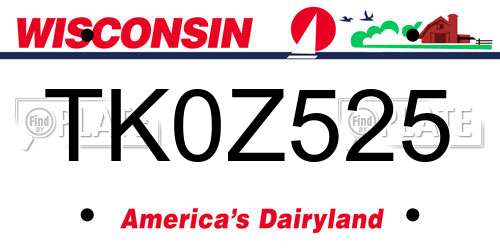 TK0Z525 Wisconsin License Plate
