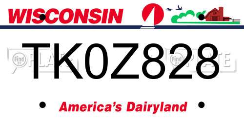 TK0Z828 Wisconsin License Plate