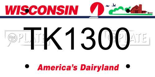 TK1300 Wisconsin License Plate