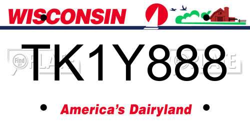 TK1Y888 Wisconsin License Plate