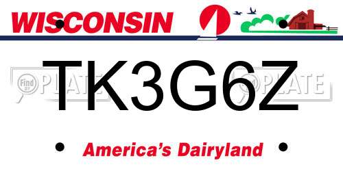 TK3G6Z Wisconsin License Plate