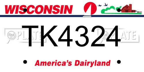 TK4324 Wisconsin License Plate