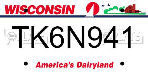 TK6N941 Wisconsin License Plate