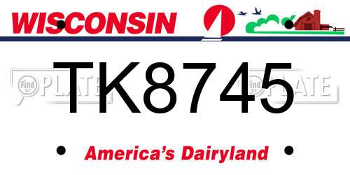 TK8745 Wisconsin License Plate