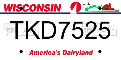 TKD7525 Wisconsin License Plate
